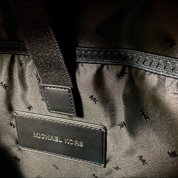 New Authentic Michael Kors Backpack Black with yellow letters Unisex - Picture 9 of 11